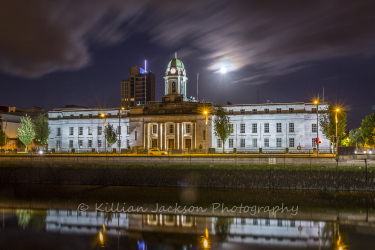 moon, full moon, city hall, cork, ireland