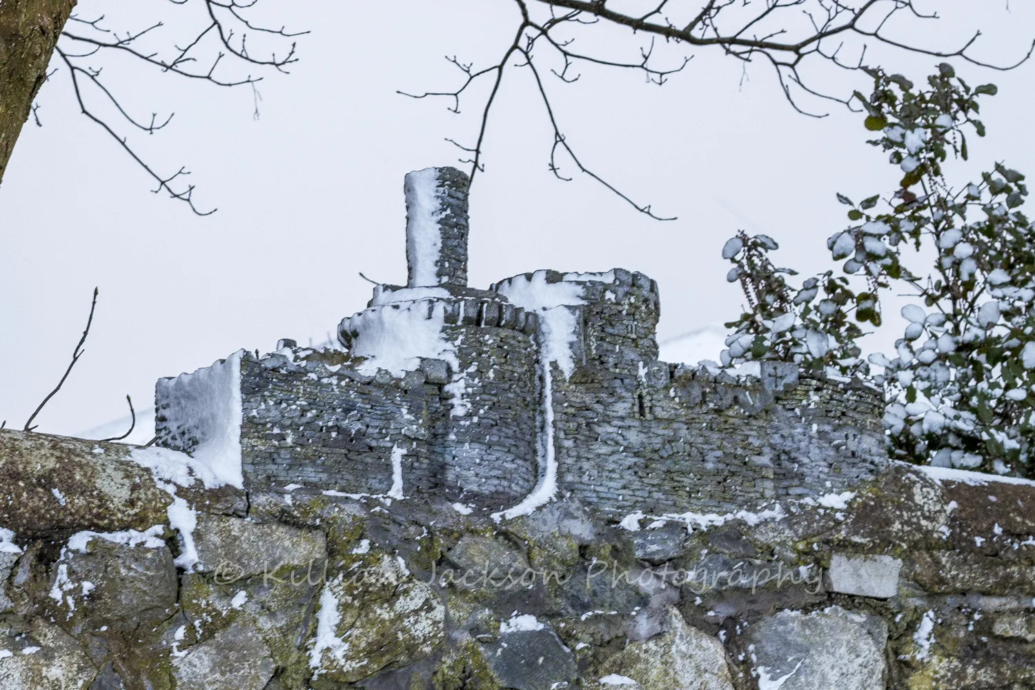 Miniature castle on a wall