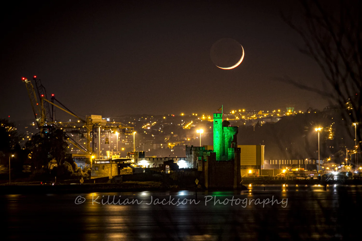 Crescent Moon Setting Over Blackrock Castle