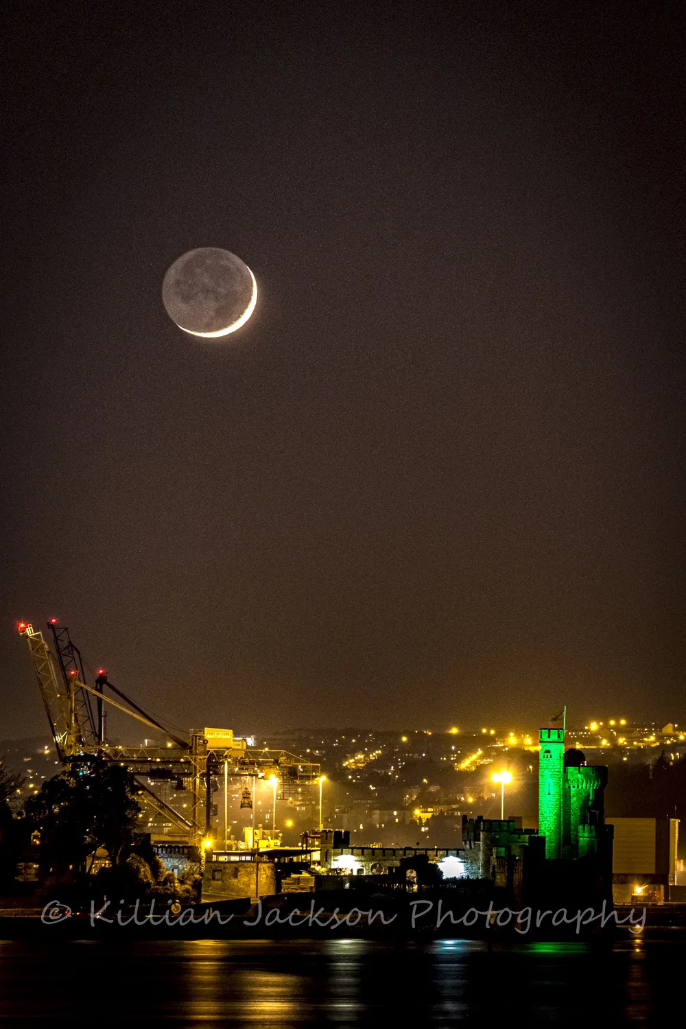 Crescent Moon Setting Over Blackrock Castle