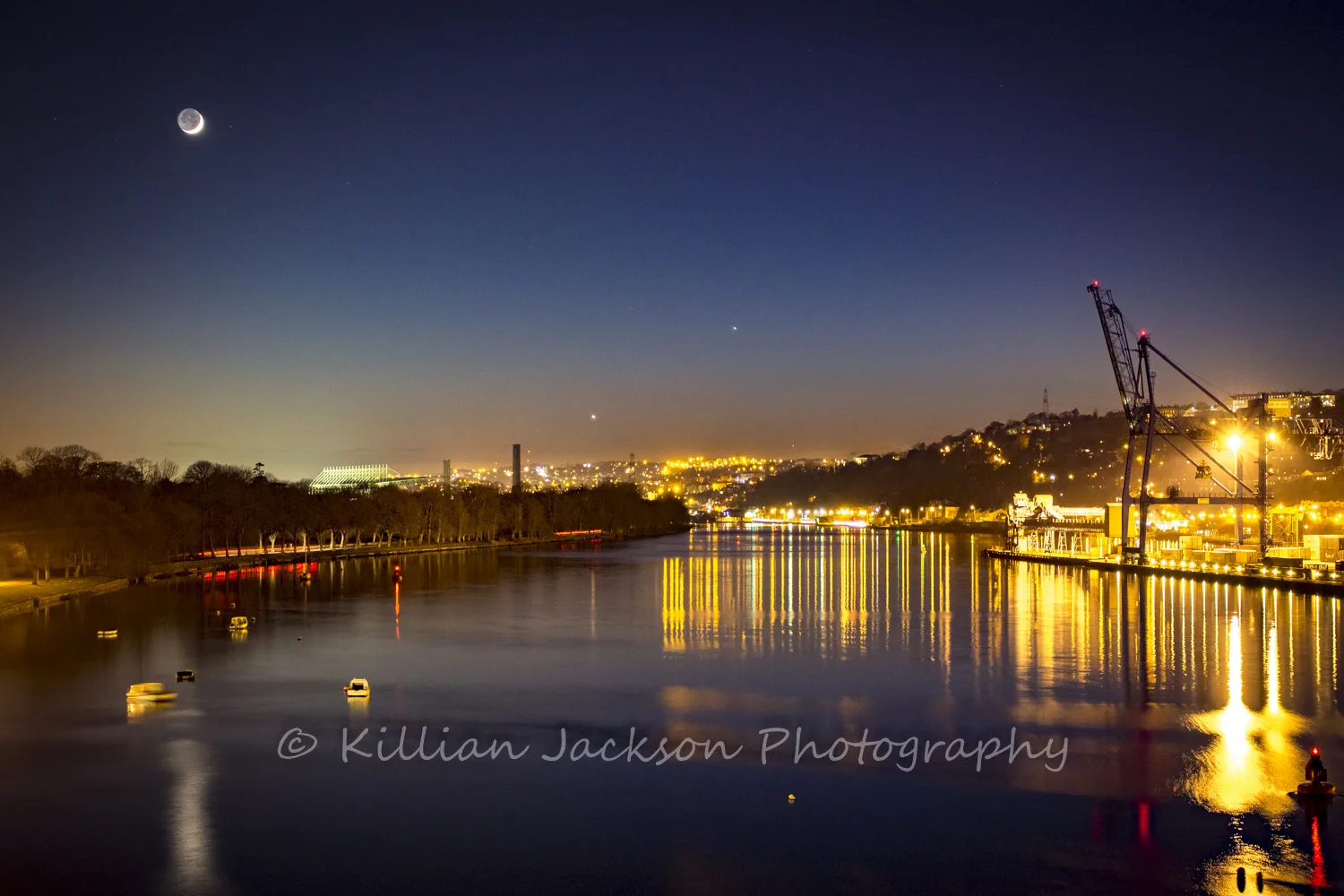 Moon and Planets over River Lee