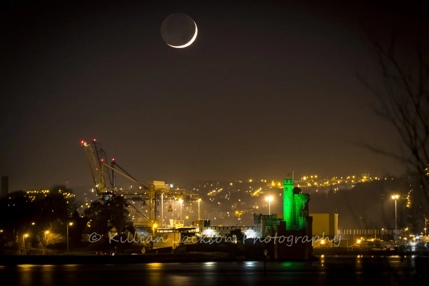 Crescent Moon Setting Over Blackrock Castle