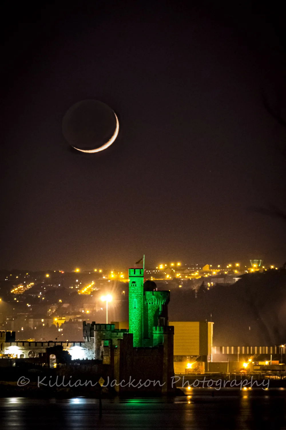 Crescent Moon Setting Over Blackrock Castle