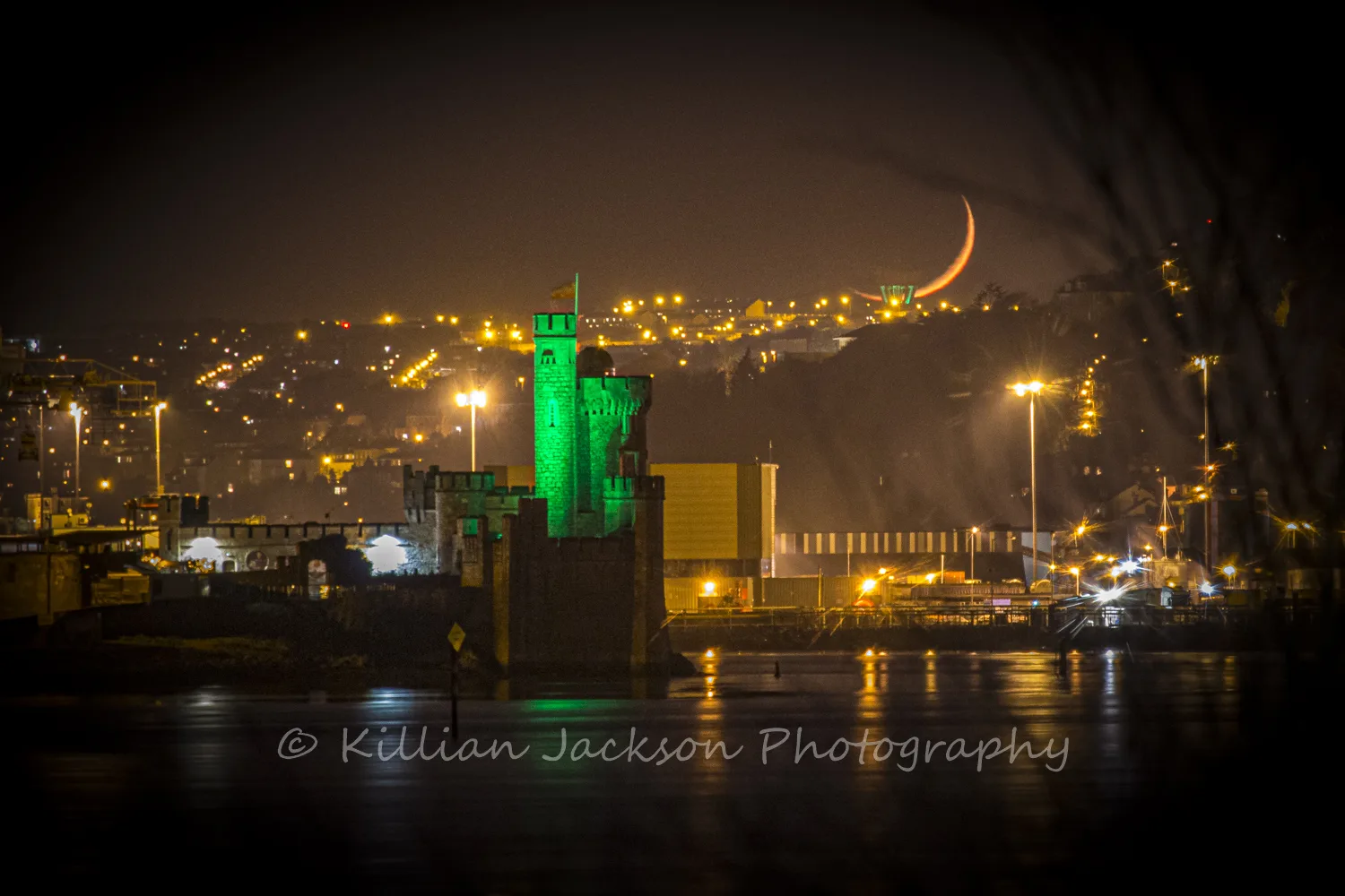 Crescent Moon Setting Over Blackrock Castle